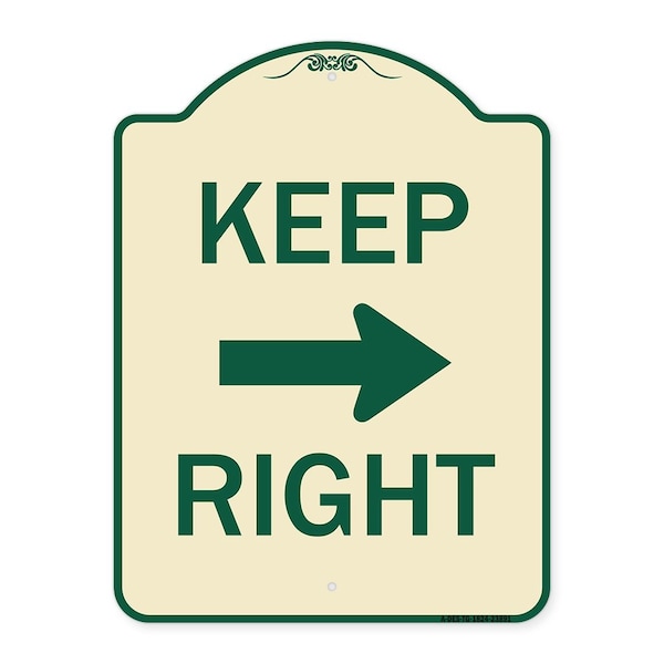 Signmission Keep Right Right Arrow Heavy-Gauge Aluminum Architectural Sign, 24" x 18", TG-1824-23891 A-DES-TG-1824-23891 - main
